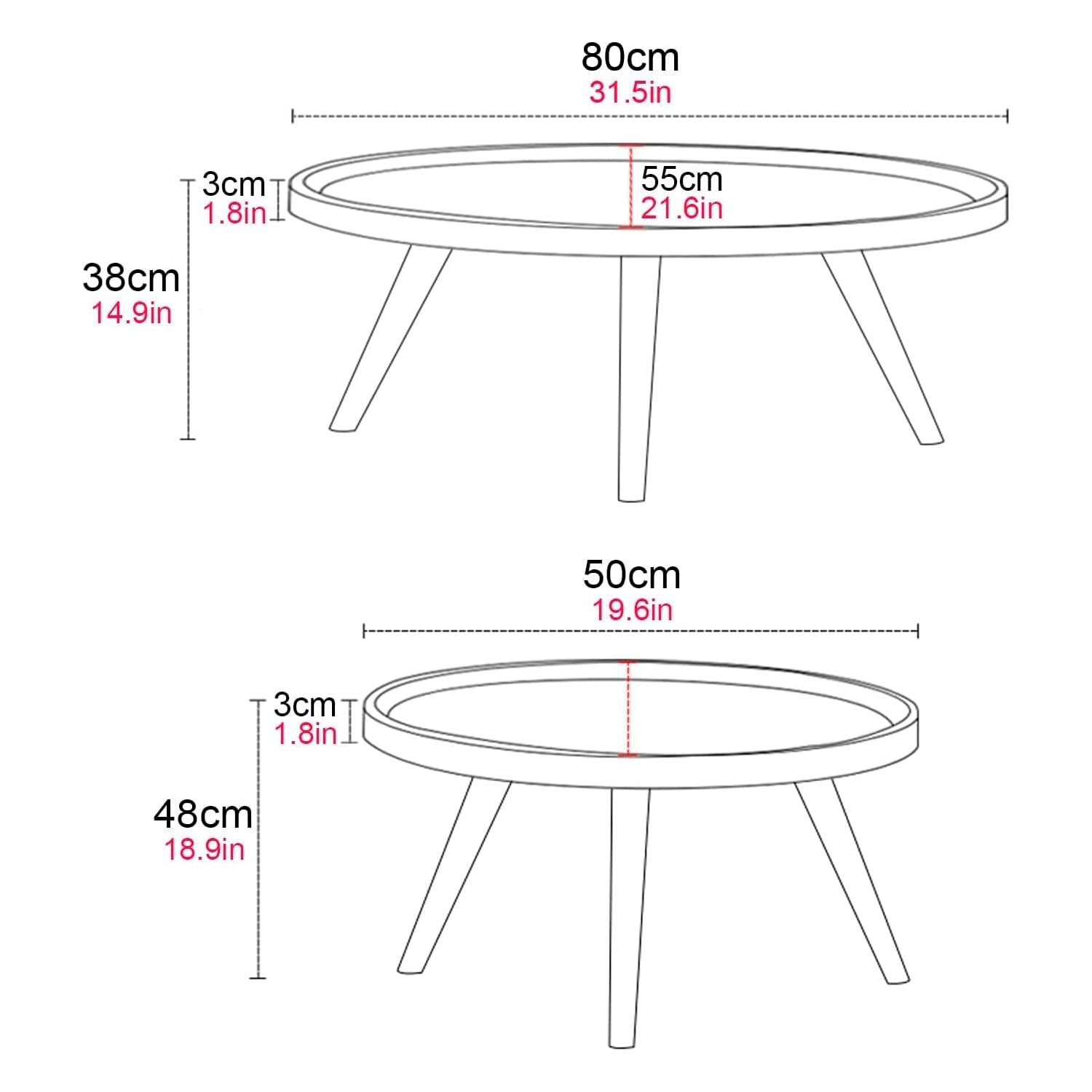 JUEGO DE MESA DE CENTRO OVALADA NEGRO 80+50CM CHIC HOME - NEGRO - 5