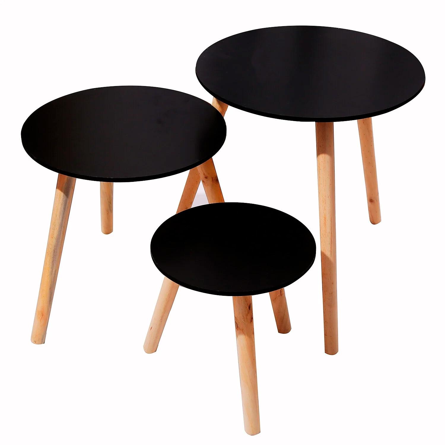 JUEGO DE MESAS DE CENTRO 50+40+32 CM CHIC HOME - NEGRO