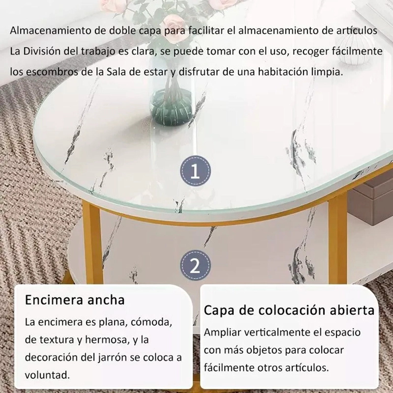 MESA DE CENTRO DISEÑO MARMOL 120*60*45CM CHIC HOME - 3