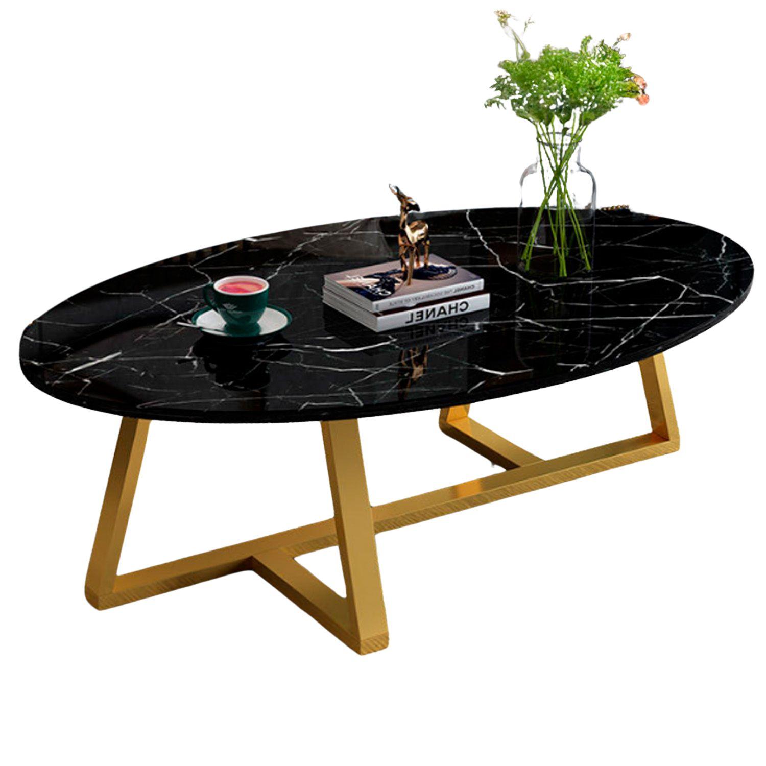 MESA DE CENTRO OVALADA DISEÑO MARMOL 120*60*45CM CHIC HOME - BLANCO - 3