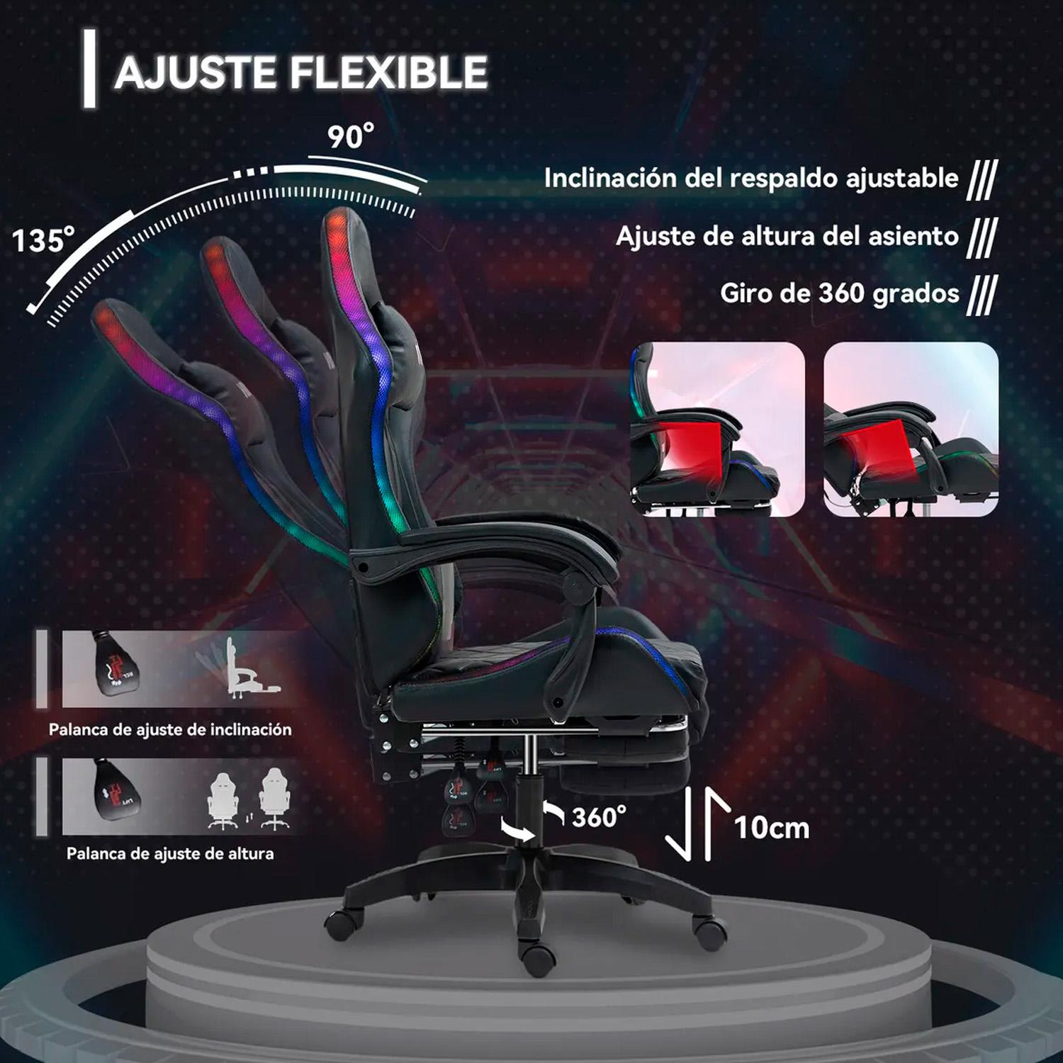 SILLA GAMER RGB RECLINABLE REPOSAPIE S SILLA GAMING + CONTROL - 6