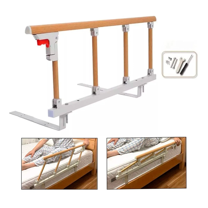BARANDA DE CAMA LATERAL ANTI CAIDA PARA CUIDADO ADULTO MAYOR MARRON - CAFE - 5
