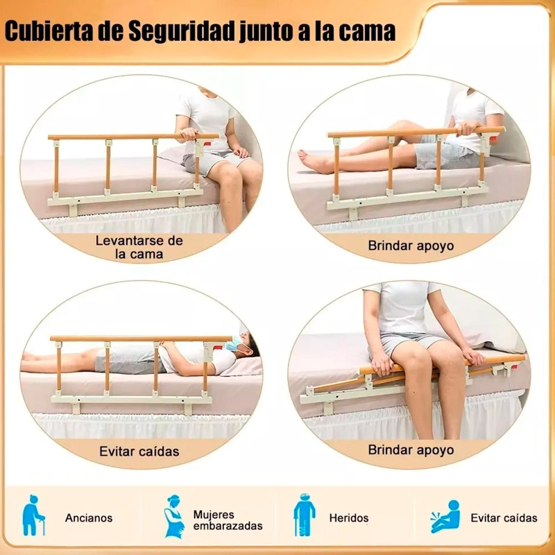 BARANDA DE CAMA LATERAL ANTI CAIDA PARA CUIDADO ADULTO MAYOR MARRON - CAFE - 9