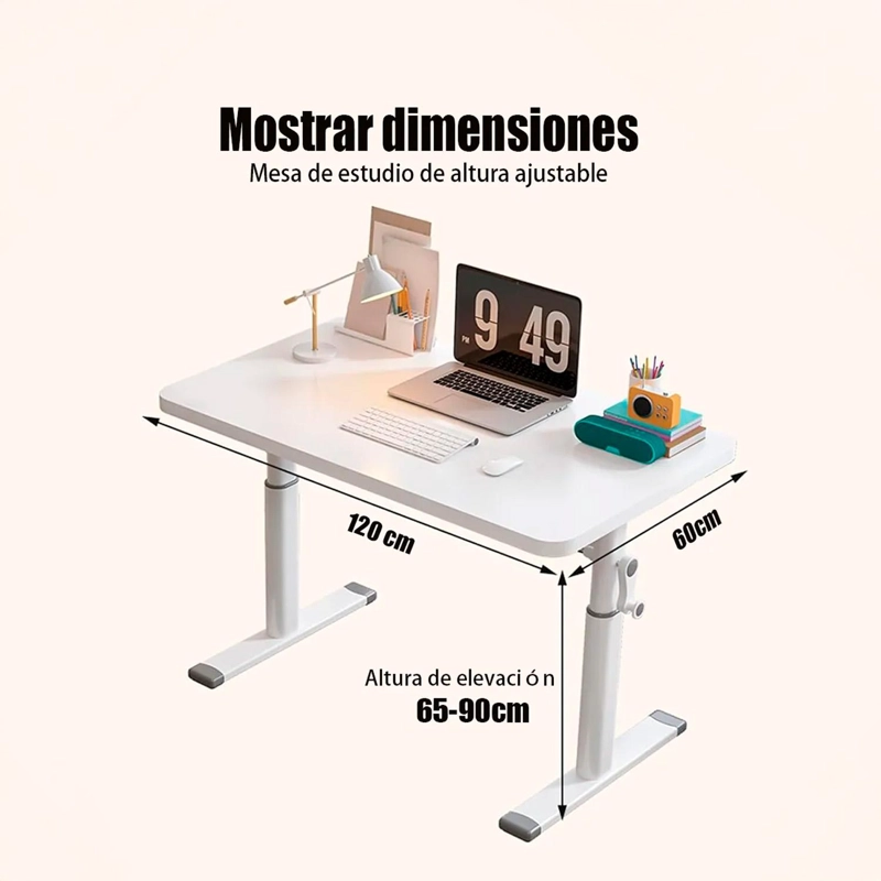 ESCRITORIO ALTURA AJUSTABLE MANUAL 120CM CHIC HOME - 7
