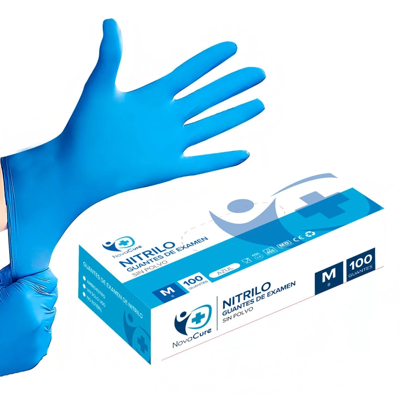 GUANTES DE NITRILO TALLAS S, M, L, XL COLORES NOVACURE - AZUL - XL - 1