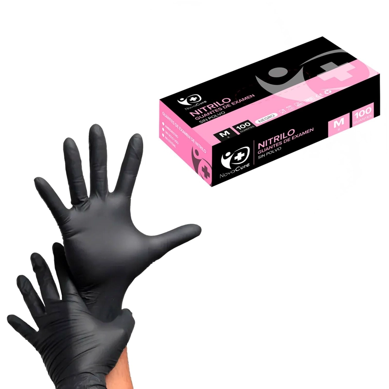 GUANTES DE NITRILO TALLAS S, M, L, XL COLORES NOVACURE - NEGRO - L - 1