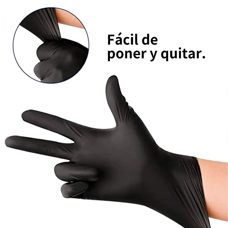 GUANTES DE NITRILO TALLAS S, M, L, XL COLORES NOVACURE - NEGRO - L - 4