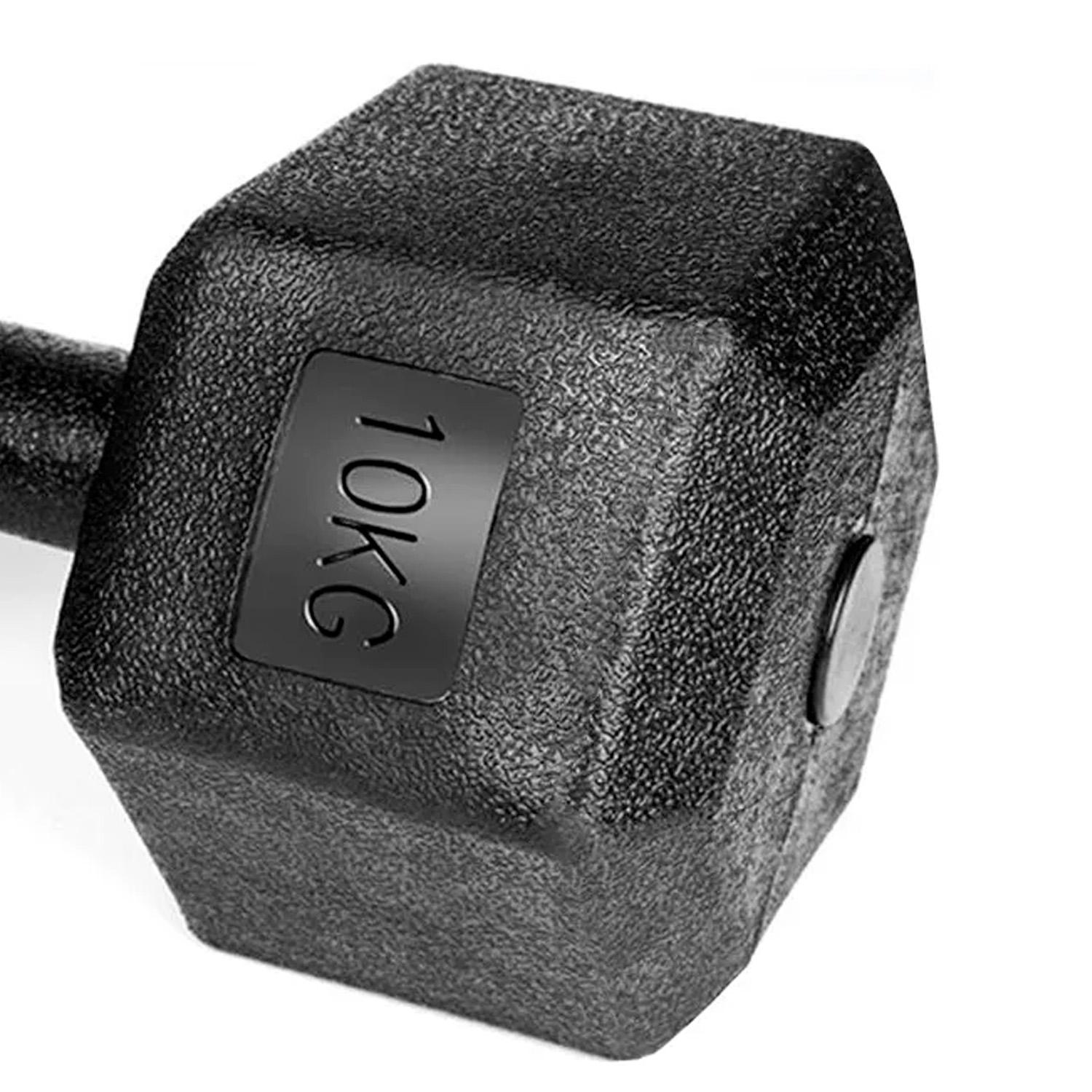 PAR MANCUERNAS HEXAGONALES CAUCHO 10 KG BOOST FITNESS - NEGRO - 3