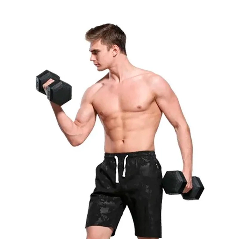 PAR MANCUERNAS HEXAGONALES CAUCHO 10 KG BOOST FITNESS - NEGRO - 5