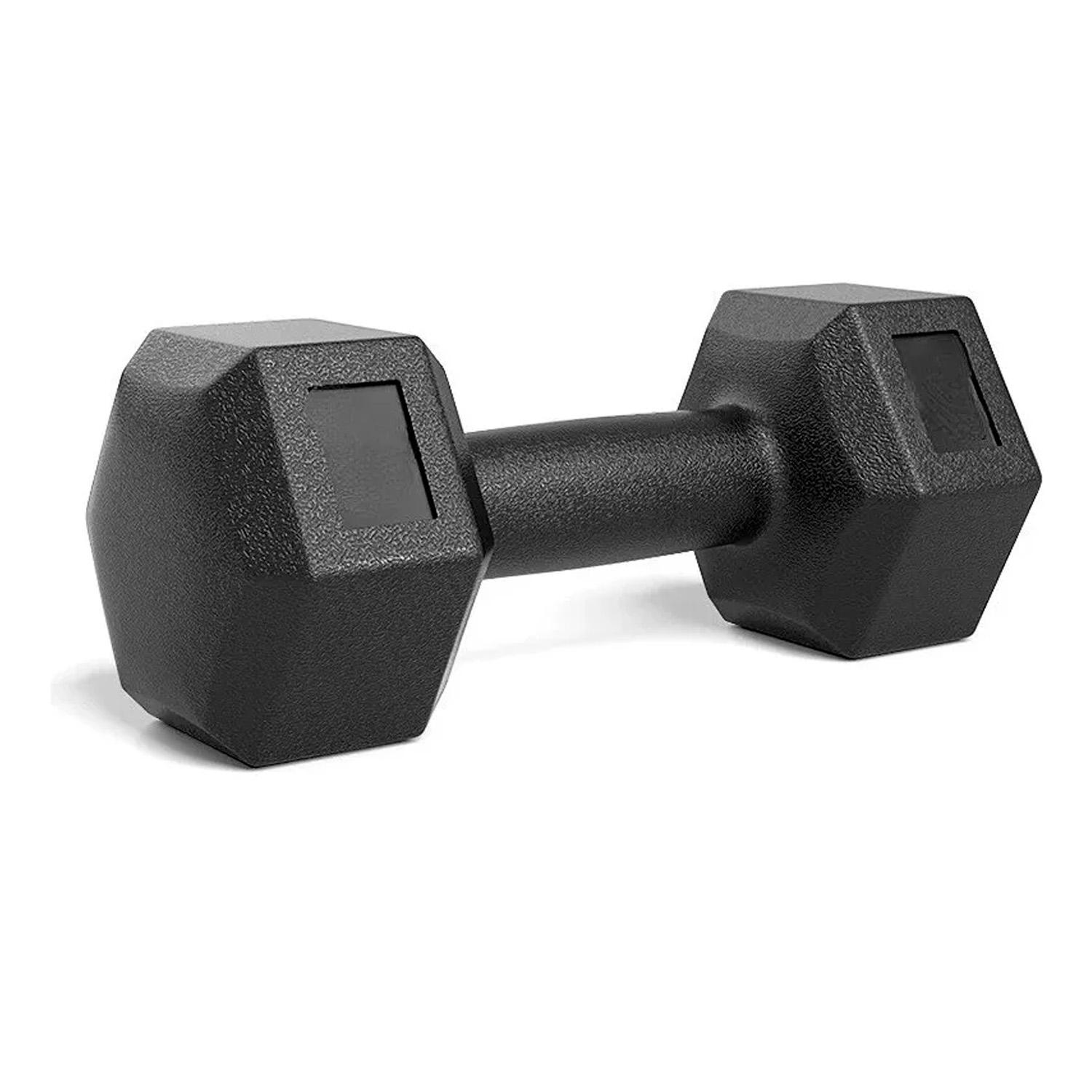 PAR MANCUERNAS HEXAGONALES CAUCHO 10 KG BOOST FITNESS - NEGRO - 6