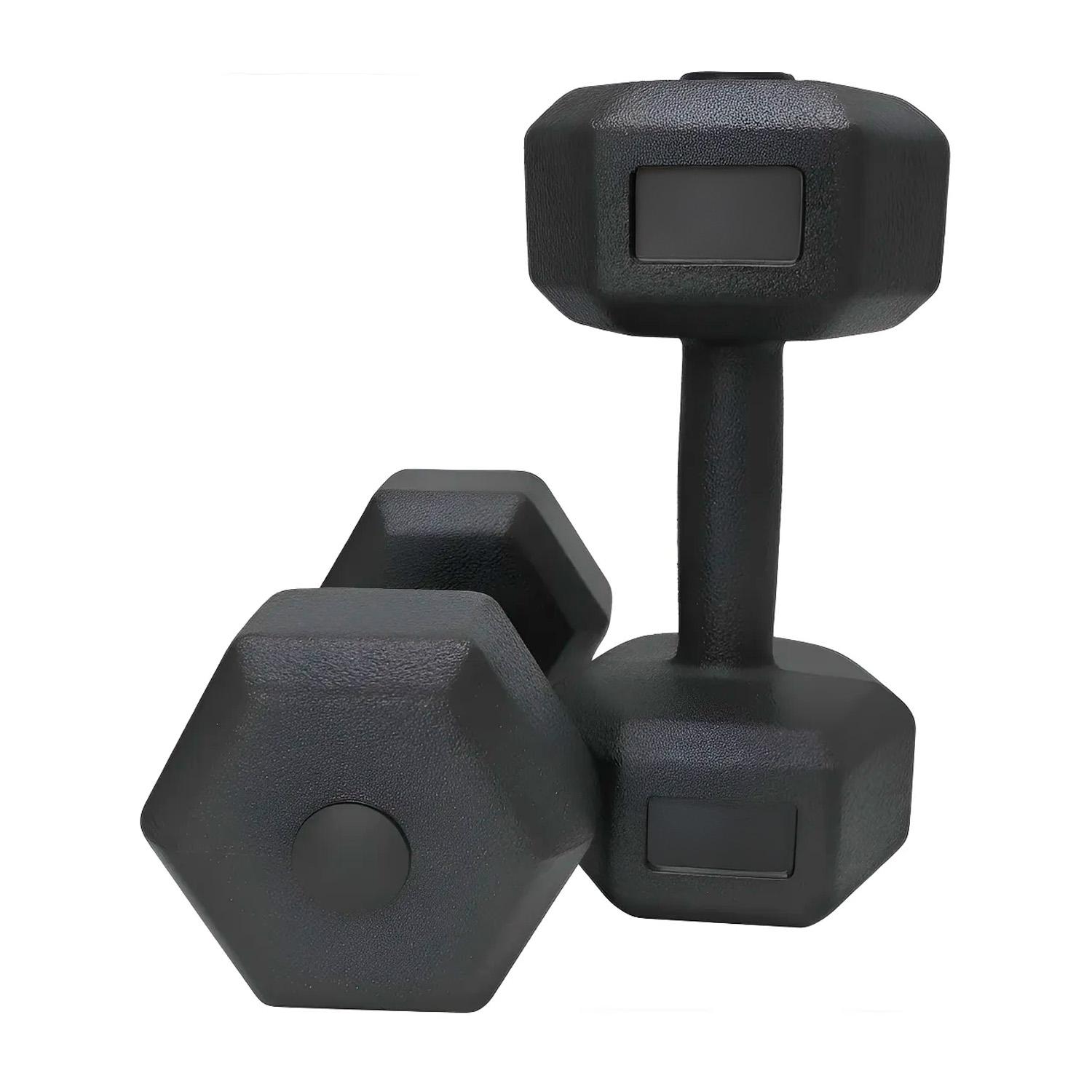 PAR MANCUERNAS HEXAGONALES CAUCHO 10 KG BOOST FITNESS - NEGRO - 7