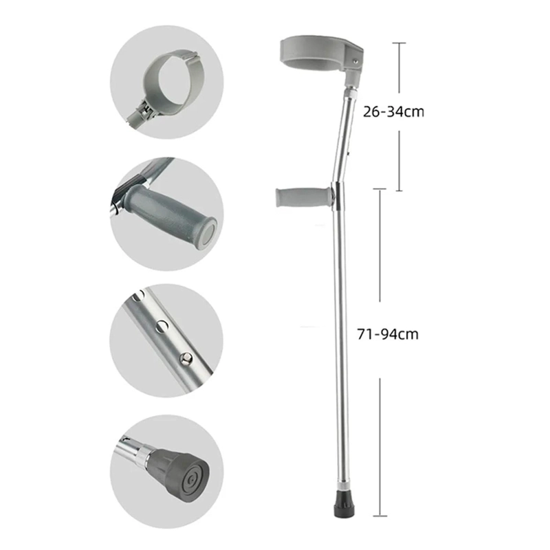 BASTON CANADIENSE CODERA MOVIL AJUSTABLE EXTENSIBLE ALUMINIO - PLATEADO - 5
