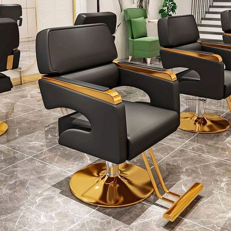 SILLON BARBERIA ERGONOMICO ALTURA AJUSTABLE NEGRO DORADO - 3