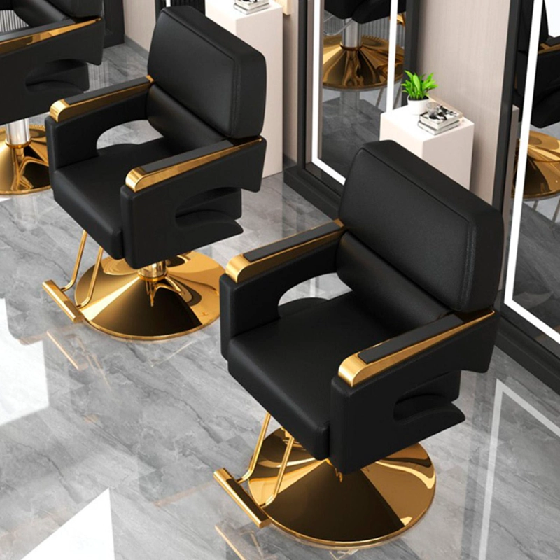 SILLON BARBERIA ERGONOMICO ALTURA AJUSTABLE NEGRO DORADO - 4