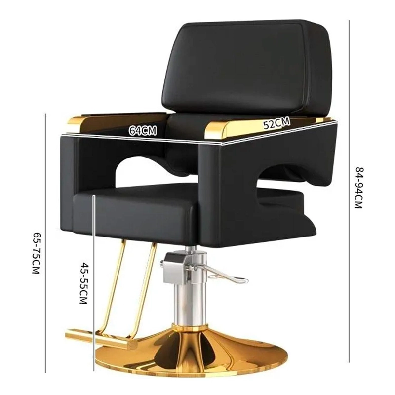 SILLON BARBERIA ERGONOMICO ALTURA AJUSTABLE NEGRO DORADO - 5