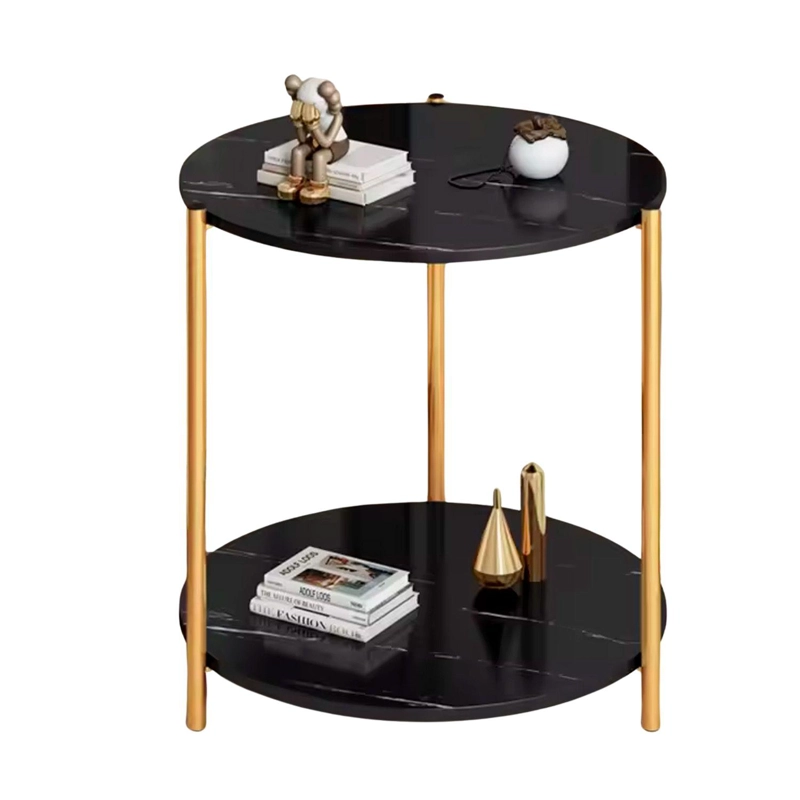 MESA LATERAL REDONDA DISEÑO MARMOL 40CM CHIC HOME - BLANCO - 1
