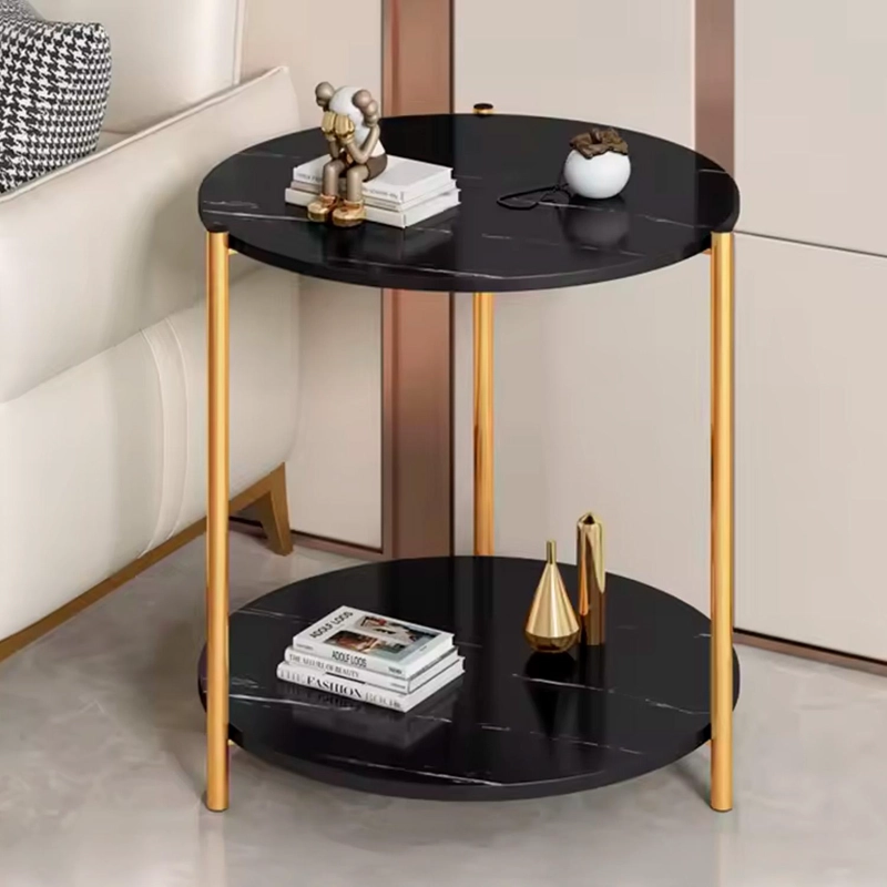 MESA LATERAL REDONDA DISEÑO MARMOL 40CM CHIC HOME - BLANCO - 2
