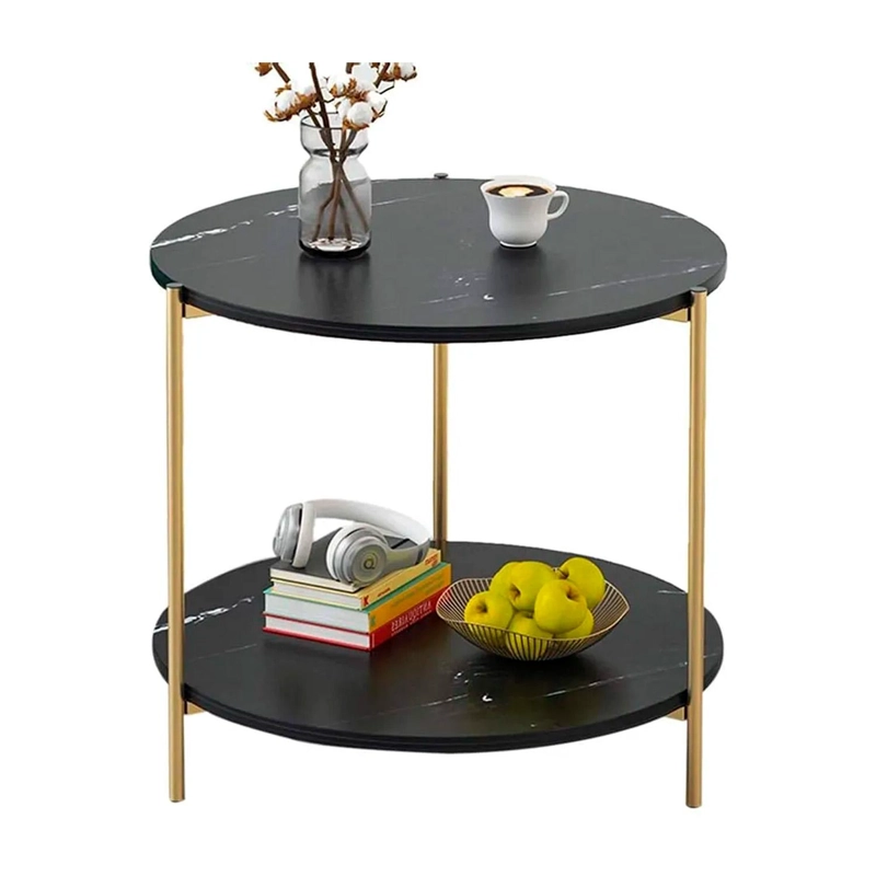 MESA LATERAL REDONDA DISEÑO MARMOL 40CM CHIC HOME - BLANCO - 3