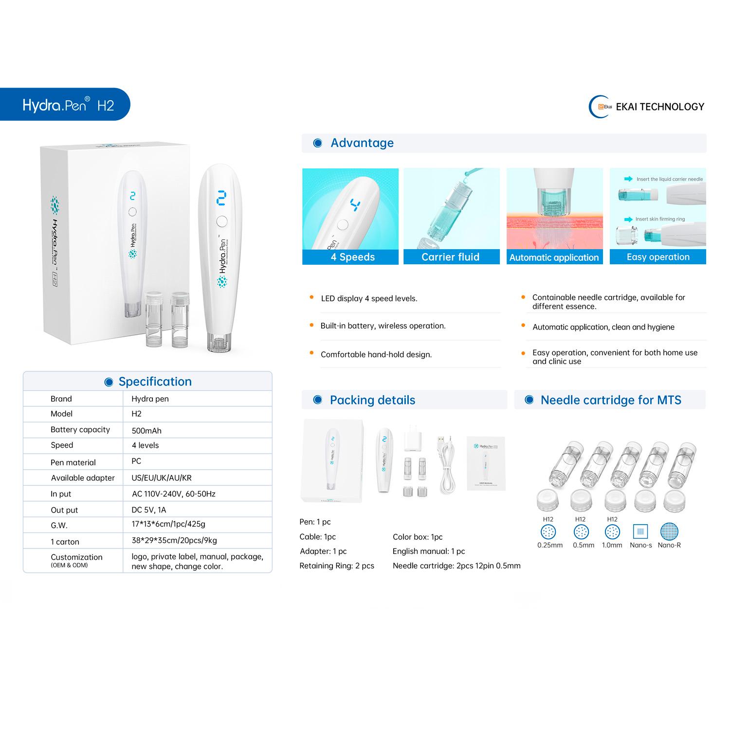 SET DE 10 AGUJAS HYDRAPEN H2 BY DR PEN NANO-HS - MULTICOLOR - 4