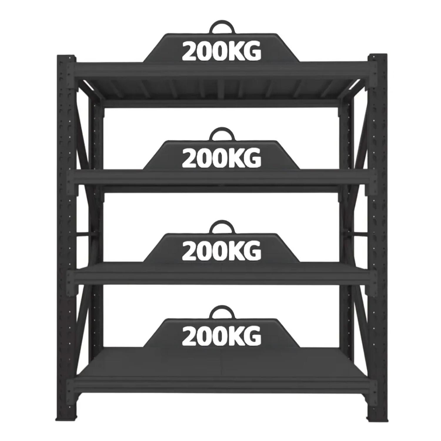 ESTANTE METALICO RACK  200X200X60 NEGRO 800KG - 7