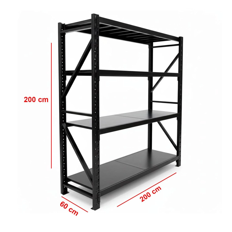 ESTANTE METALICO RACK  200X200X60 NEGRO 800KG - 8