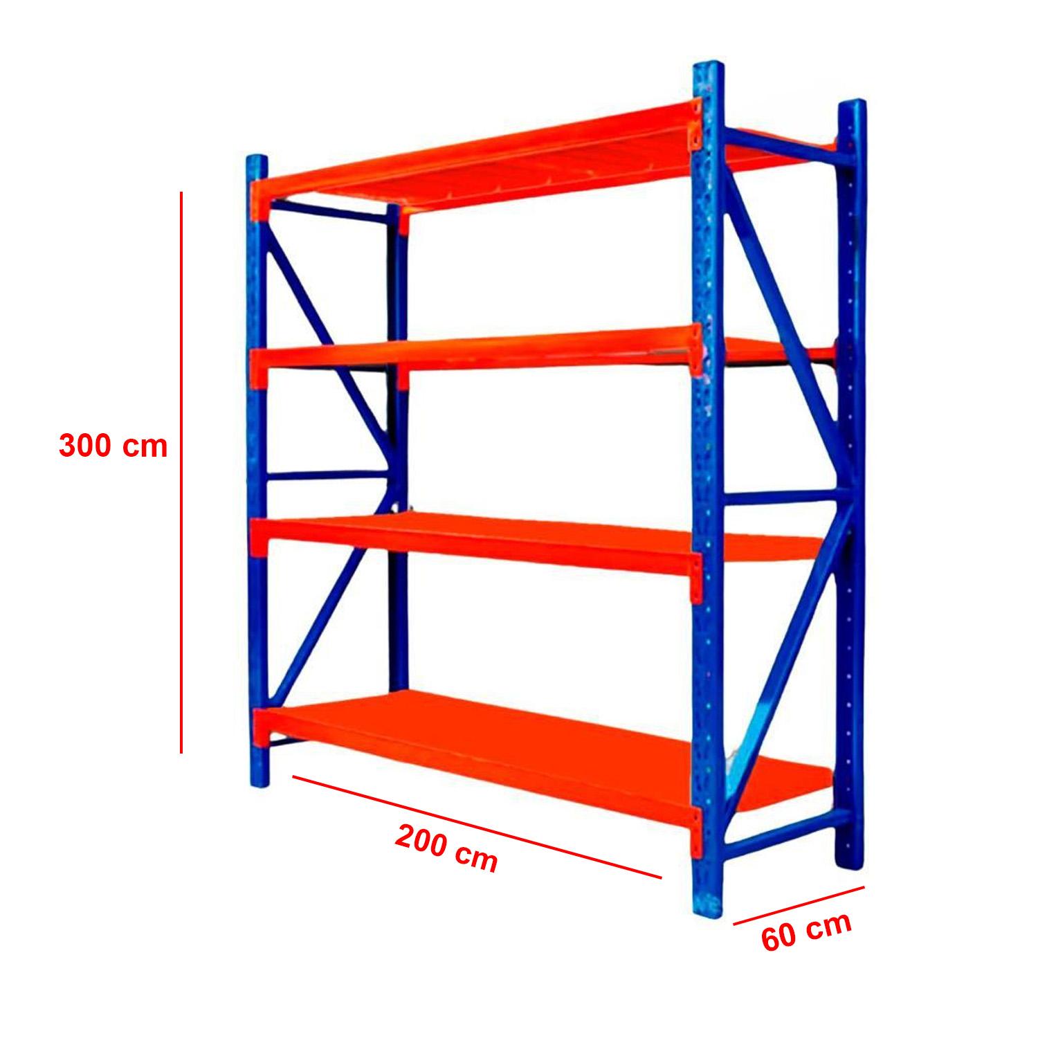 ESTANTERIA METALICA RACK BODEGA REPISAS BODEGA 300X200X60 800KG - AZUL - 6