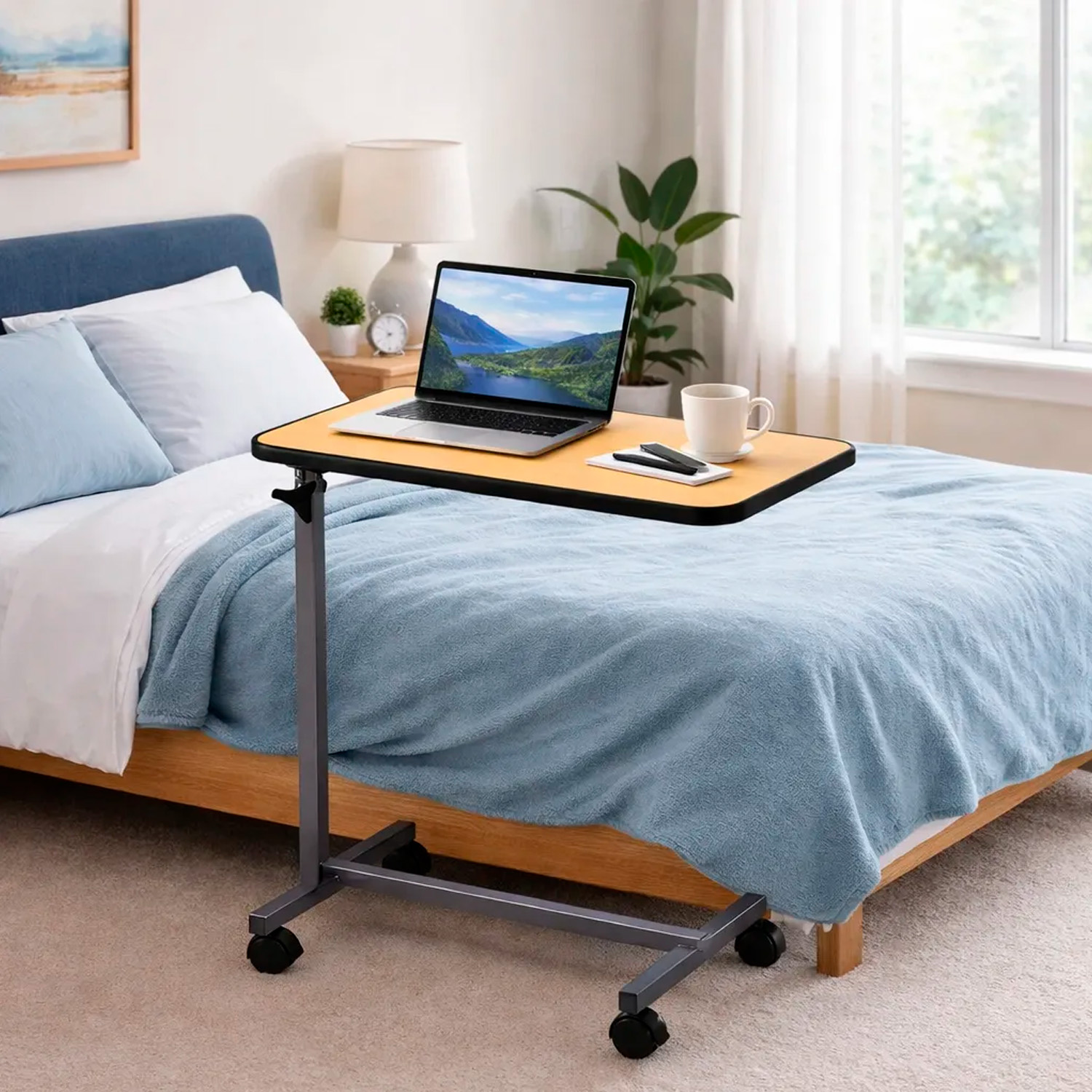 MESA AUXILIAR CON RUEDAS PARA CAMA CLINICA - 6