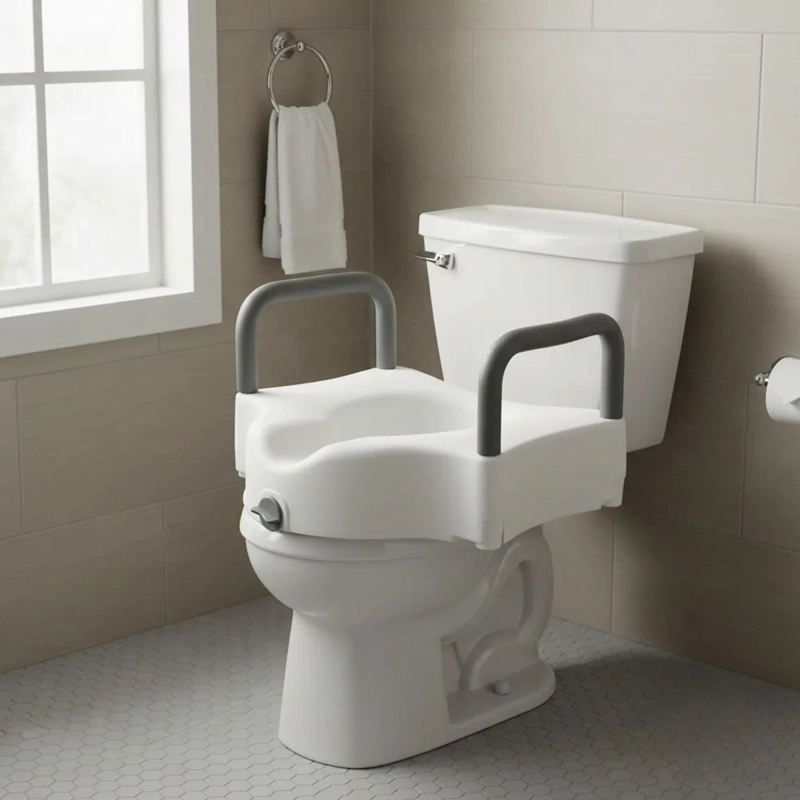 ALZA BAÑO WC CON APOYA BRAZOS COLOR BLANCO - 3
