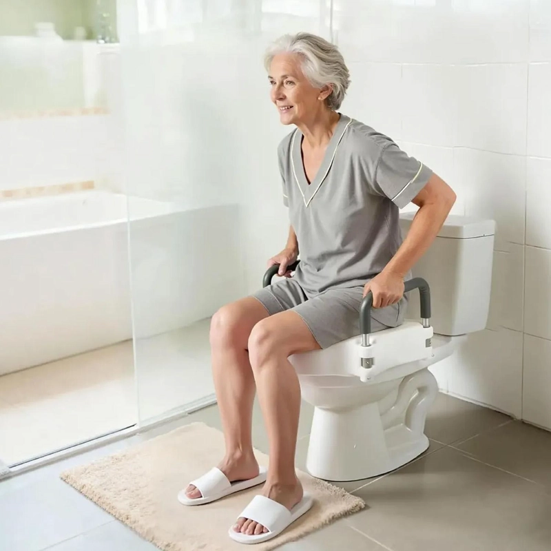 ALZA BAÑO WC CON APOYA BRAZOS COLOR BLANCO - 4
