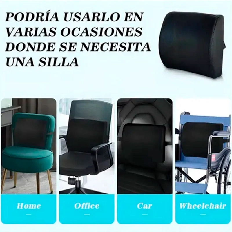 COJIN SOPORTE ESPALDA CORRECTOR LUMBAR - NEGRO - 4