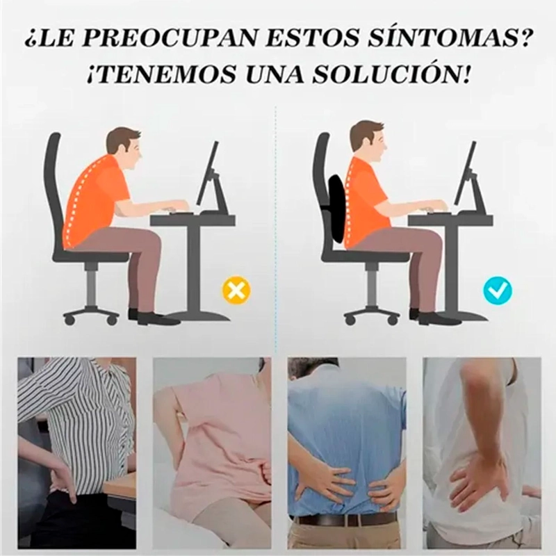 COJIN SOPORTE ESPALDA CORRECTOR LUMBAR - NEGRO - 5
