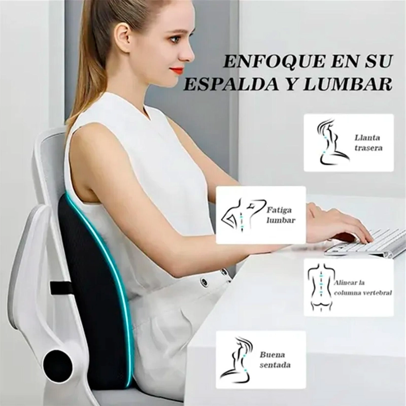 COJIN SOPORTE ESPALDA CORRECTOR LUMBAR - NEGRO - 6