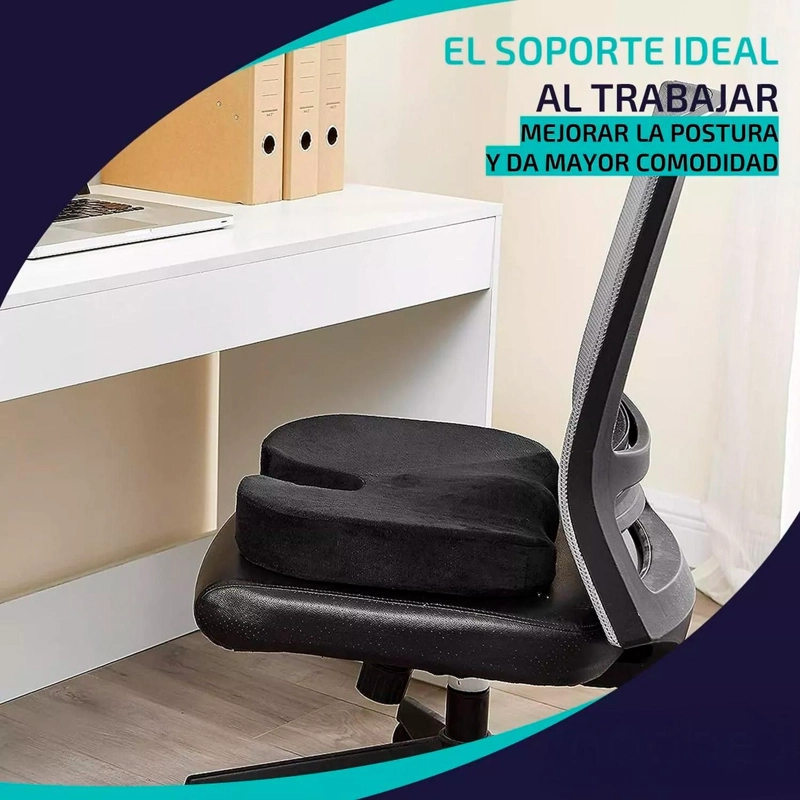 COJIN MEMORIA LUMBAR ORTOPEDICO PARA ASIENTO SILLA - NEGRO - 5