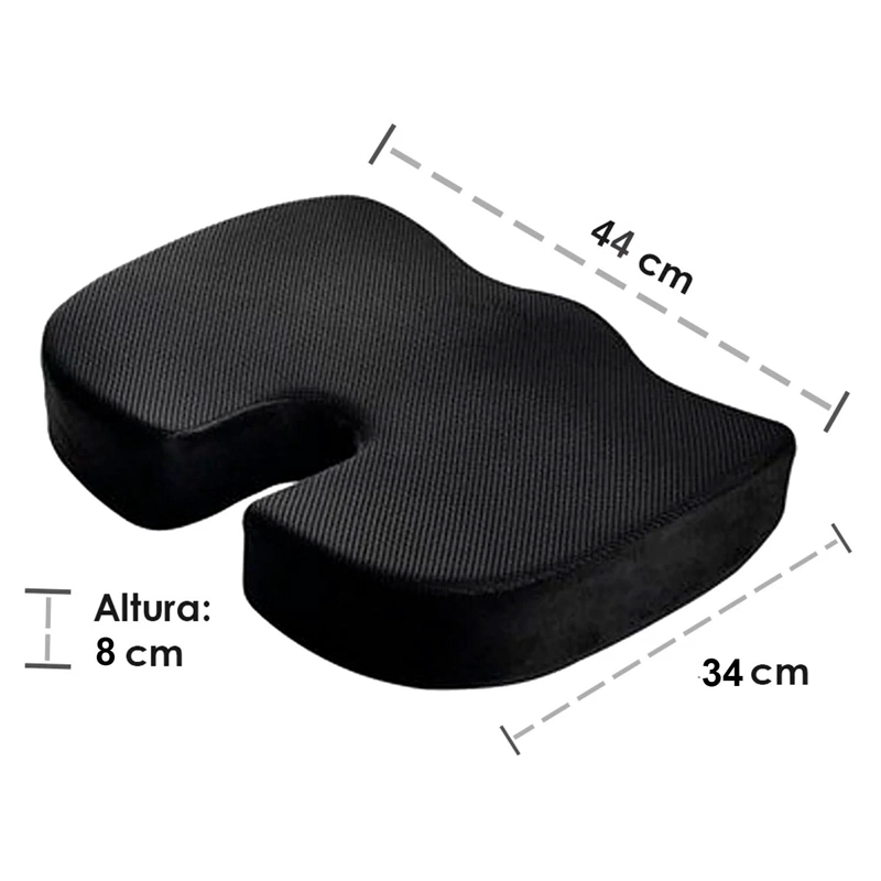 COJIN MEMORIA LUMBAR ORTOPEDICO PARA ASIENTO SILLA - NEGRO - 7