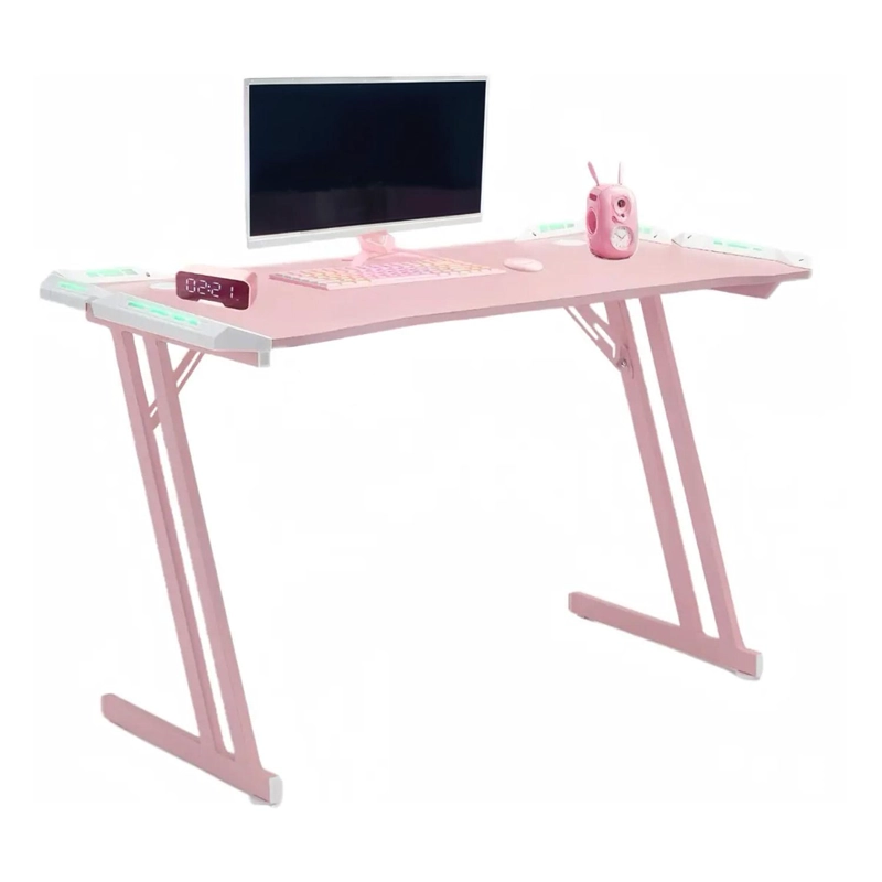 ESCRITORIO GAMER ROSA CON ILUMINACION RGB 120CM VIDEOJUEGO CHIC HOME - 1