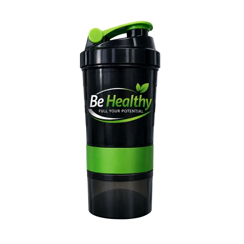 VASO SHAKER DE PROTEINA 3 EN 1  DE 550 ML CON COMPARTIMIENTOS BE HEALTHY - 2