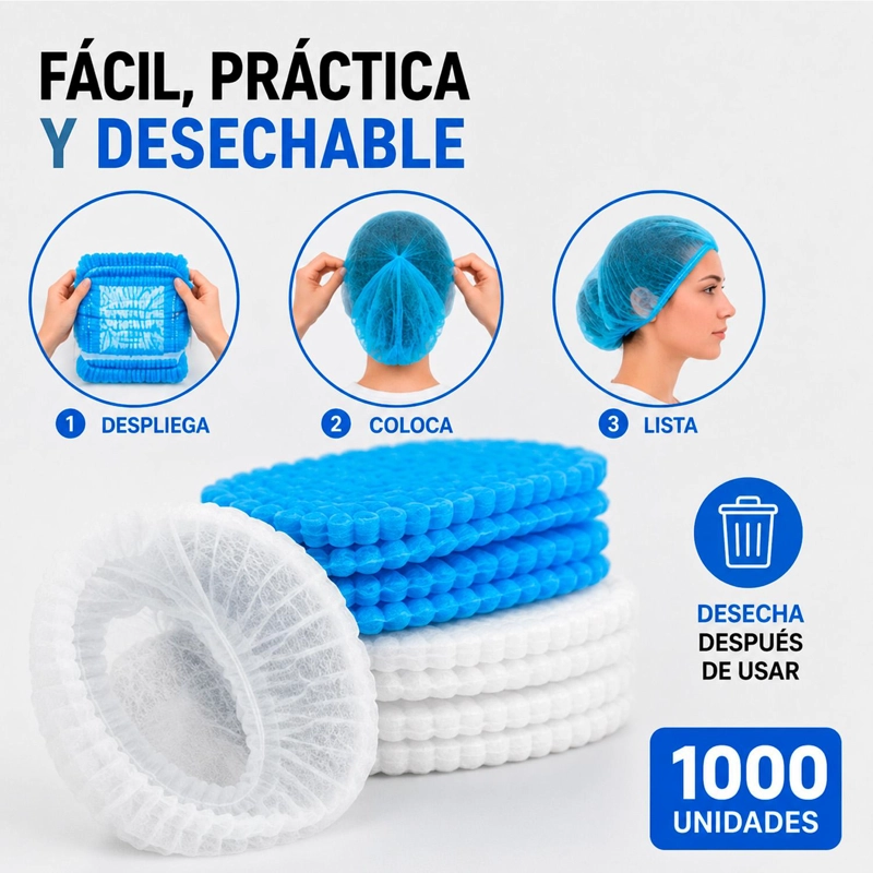COFIAS GORRO DESECHABLE COLORES 1000 UNIDADES GORRO CLIP - AZUL - 7