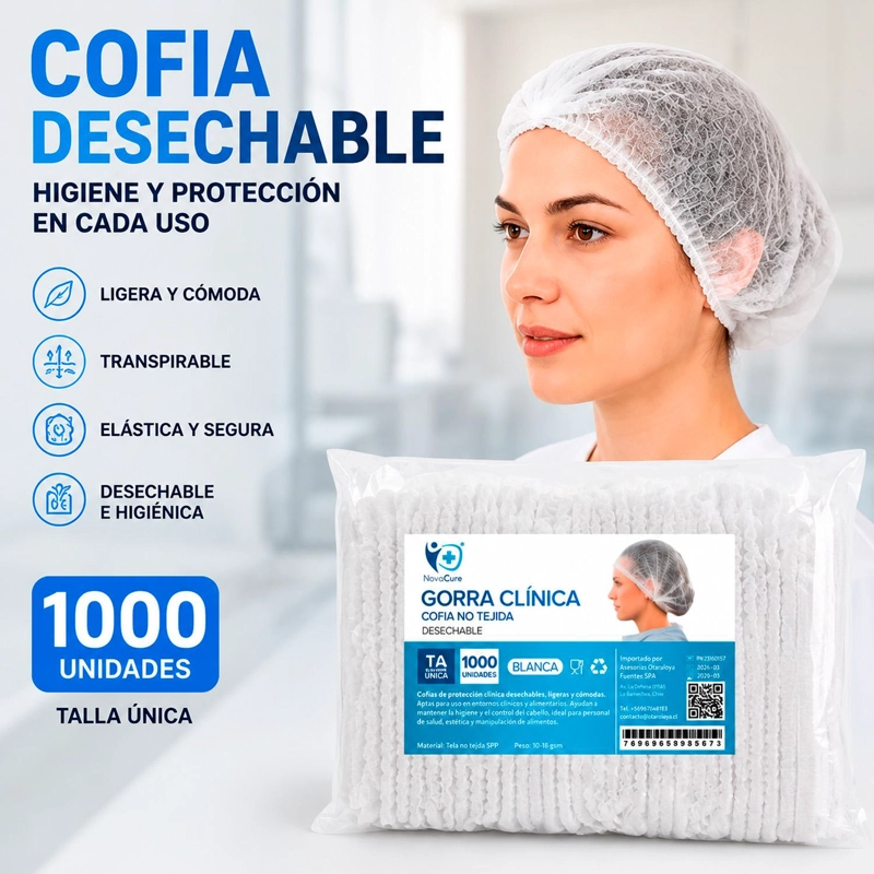 COFIAS GORRO DESECHABLE COLORES 1000 UNIDADES GORRO CLIP - BLANCO - 7