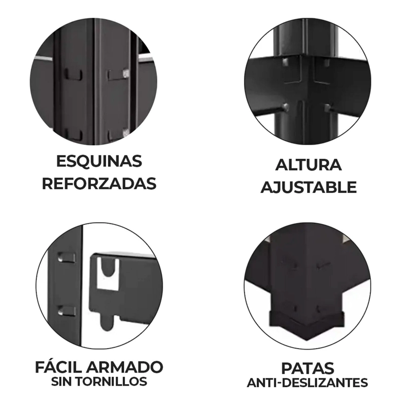 REPISA ESTANTE METALICO 180X90X40CM - NEGRO - 7