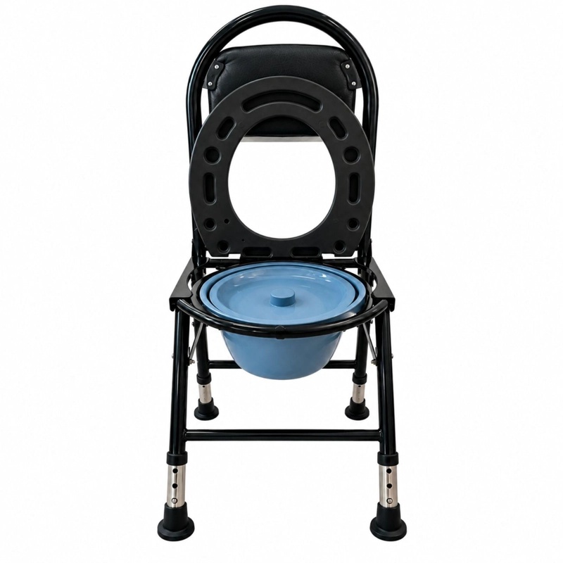 SILLA DE BAÑO PLEGABLE PORTATIL - NEGRO - 1