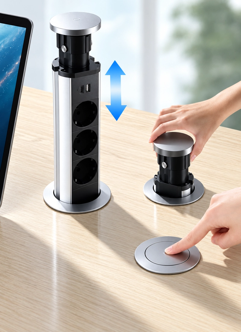 TORRE ENCHUFE GRIS 60MM CHILENO 3 ORIFICIOS (3 ENCHUFES + USB-C) - 3