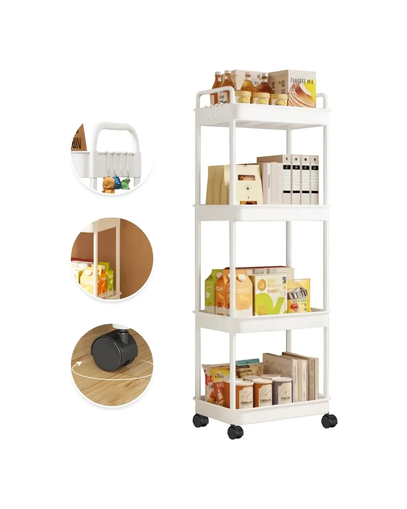 CARRITO ORGANIZADOR CON RUEDAS 4 NIVELES ESTANTE ABS BLANCO - 1