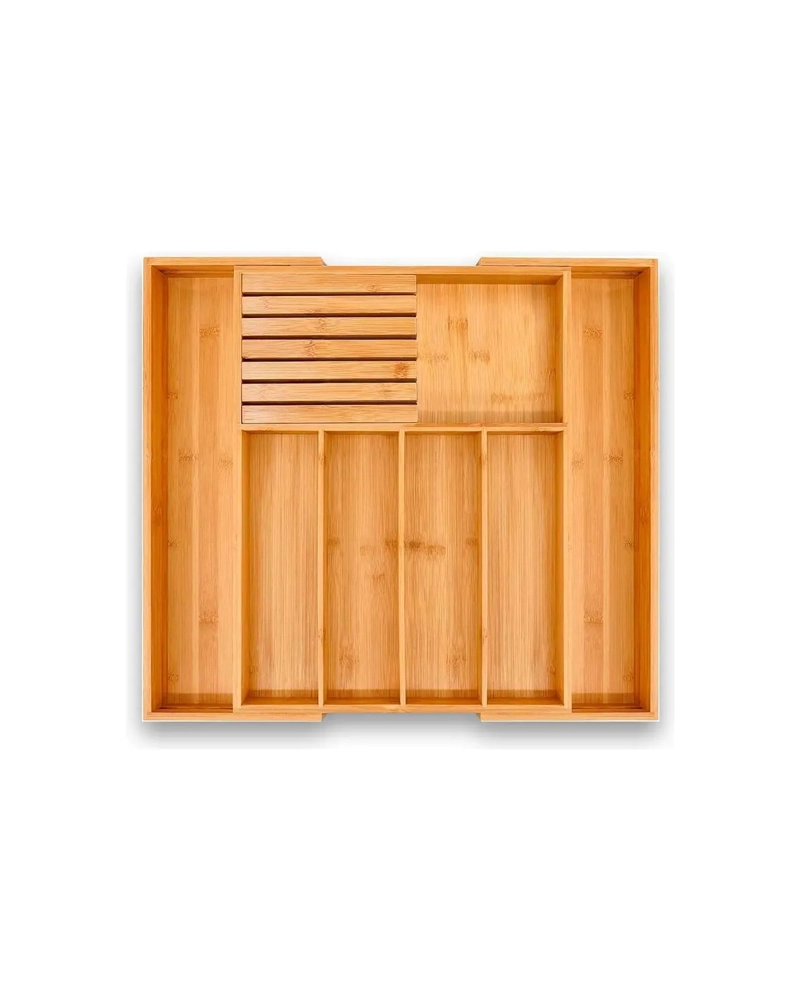 ORGANIZADOR DE CUBIERTOS BAMBU AJUSTABLE 7 COMPARTIMENTOS - 1