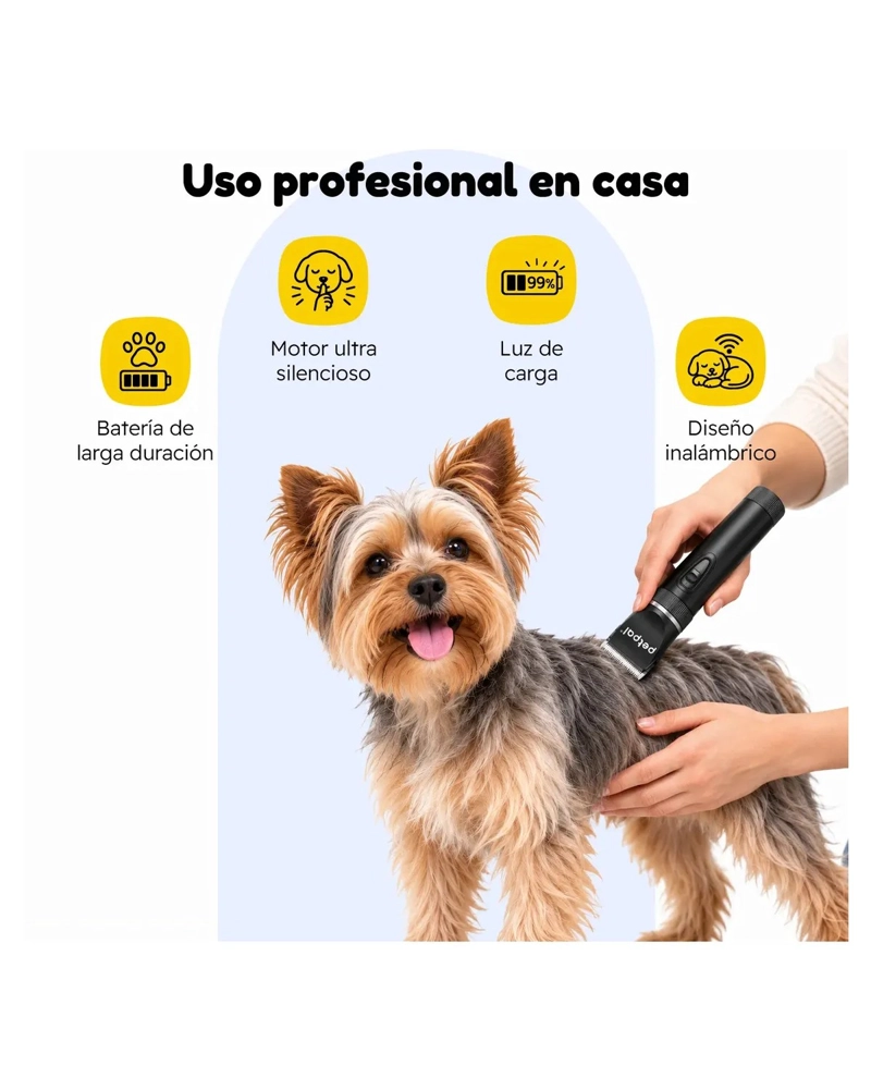 MAQUINA CORTA PELO MASCOTAS PERRO GATO KIT COMPLETO - NEGRO - 2