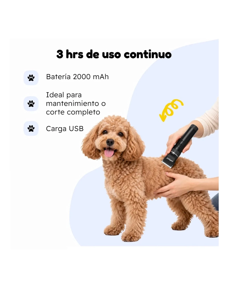 MAQUINA CORTA PELO MASCOTAS PERRO GATO KIT COMPLETO - NEGRO - 3