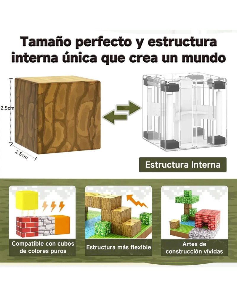 JUGUETE BLOQUES MAGNE TTICOS MINECRAFT 64PCS CON 2LEGO MUÑECA CANTIDAD DE PIEZAS 64 - 2