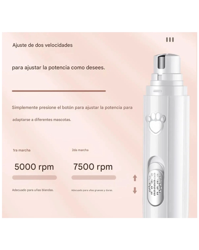 SET DE AMOLADORA DE UÑAS RECARGABLE PARA PERRO GATO CORTAUÑA - 4