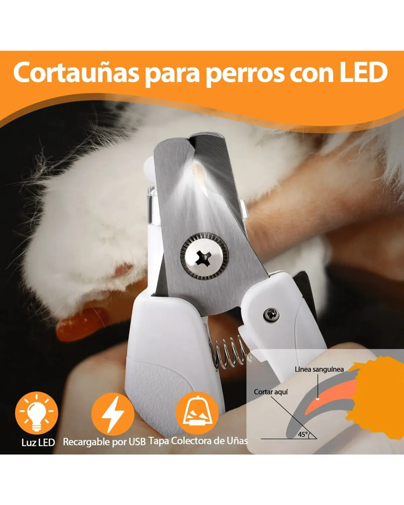 PROFESIONAL CORTA UÑAS CON LUZ LED Y LIMA PARA PERROS GATOS - 2