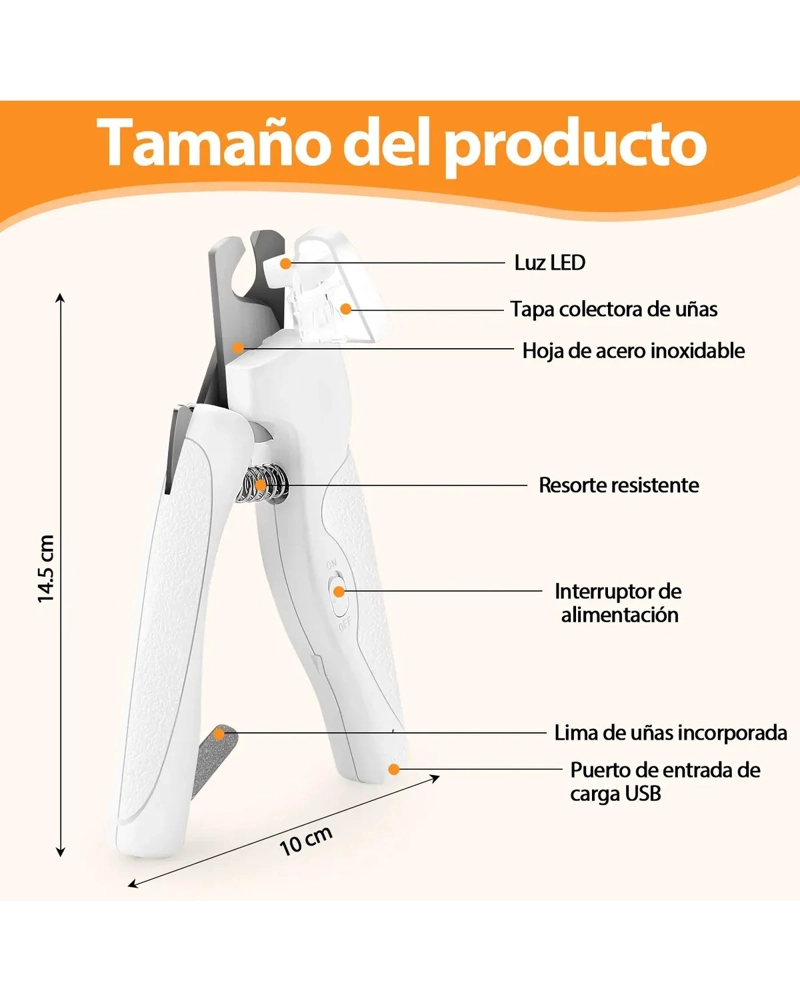 PROFESIONAL CORTA UÑAS CON LUZ LED Y LIMA PARA PERROS GATOS - 4
