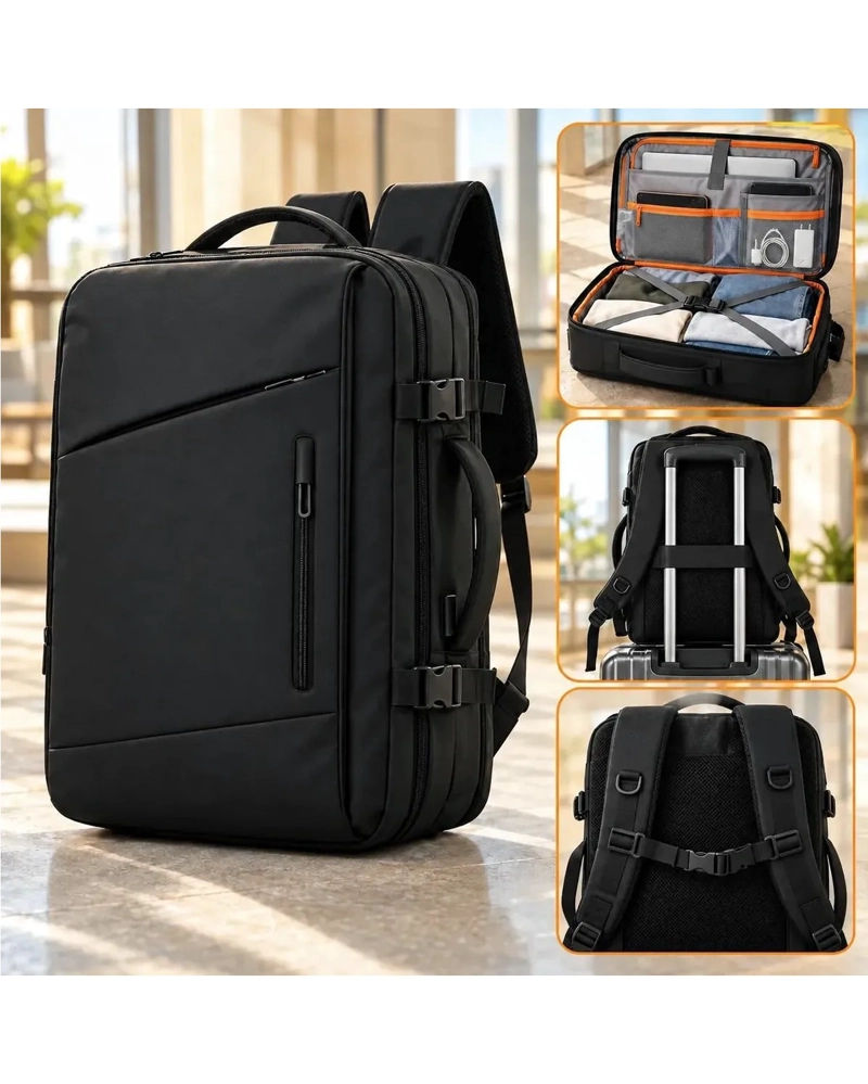 MOCHILA VIAJE AVION CABINA EXPANDIBLE IMPERMEABLE USB 40L - 1